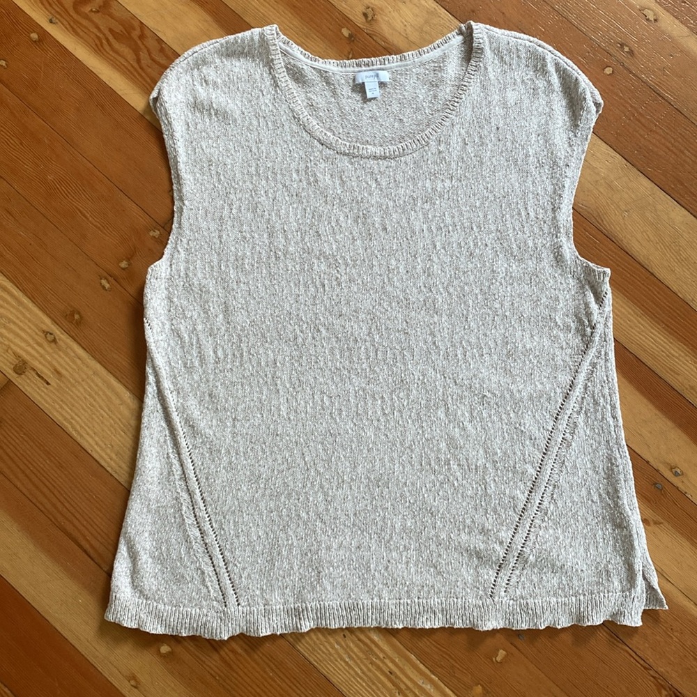 PureJill‎ Oatmeal Sleeveless Cotton Sweater XL - Picture 5 of 6
